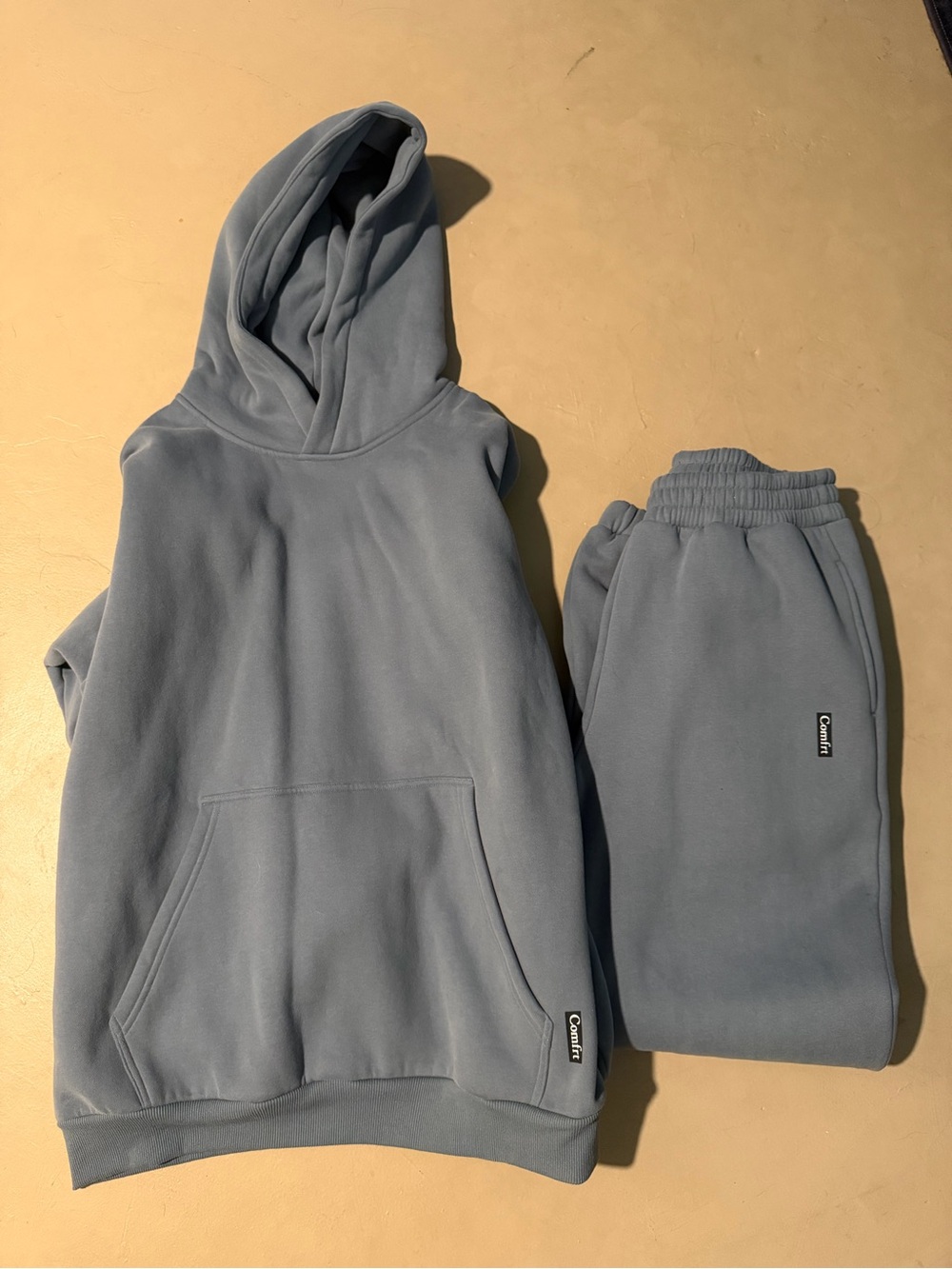 Comfrt womens Light Blue Hoodie & Jogger Sweatpants Set